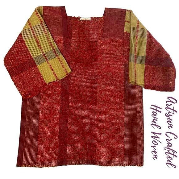 Artisan Crafted Hand Made Woven Sweater, Boho, Artsy, Wool, Edgy, Unique S - Picture 3 of 11